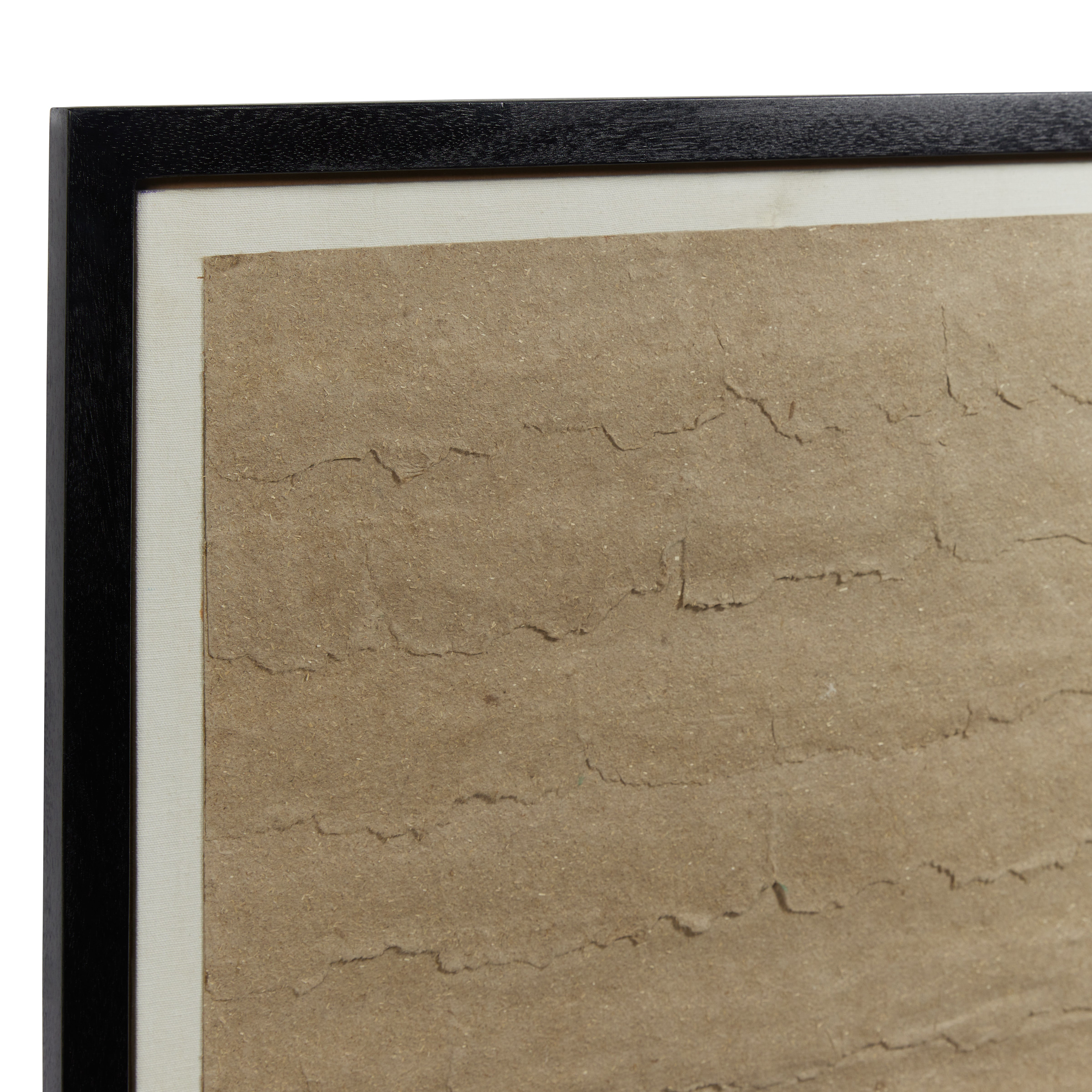 Natural Torn Paper Wall Art in Glass Wooden Frame