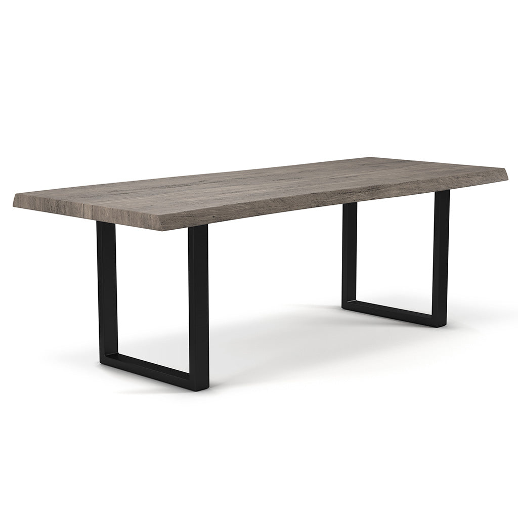 Brooks - Dining Table - U Base - 40" x 116" - Sandblasted Grey Top - Black Base