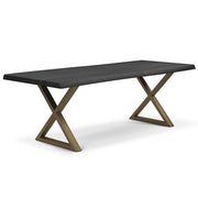 Brooks - Dining Table - X Base - 40" x 116" - Ebonized Top - Brass Base