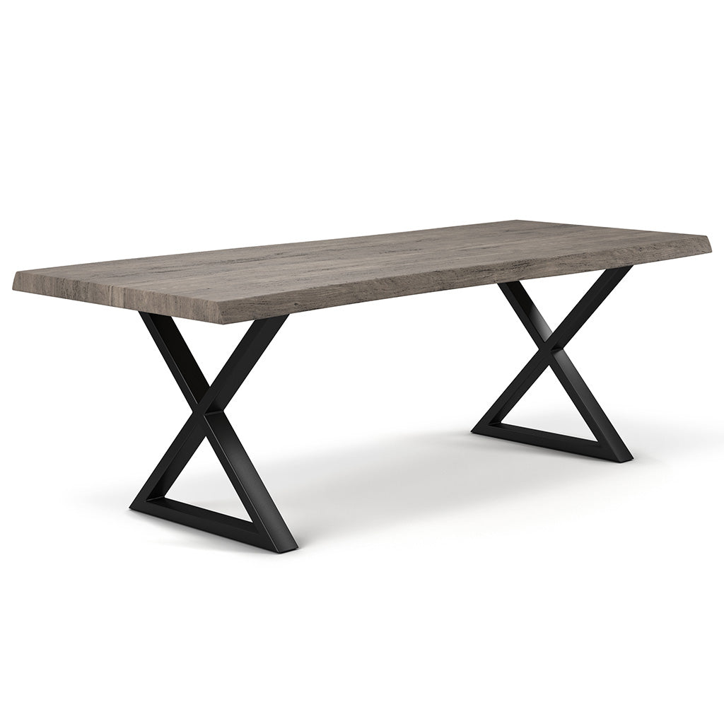 Brooks - Dining Table - X Base - 40" x 116" - Sandblasted Grey Top - Black Base