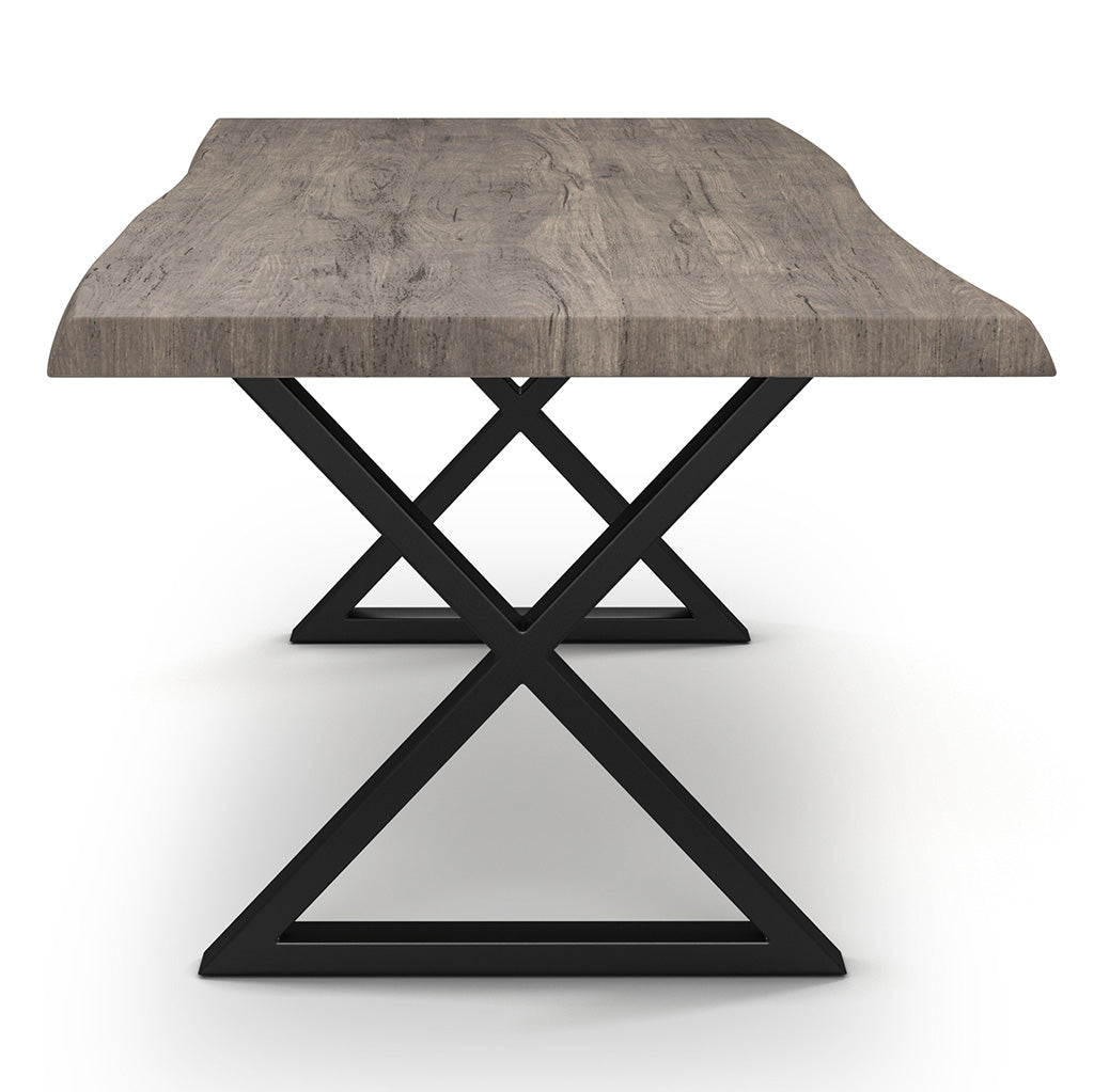 Brooks - Dining Table - X Base - 40" x 116" - Sandblasted Grey Top - Black Base