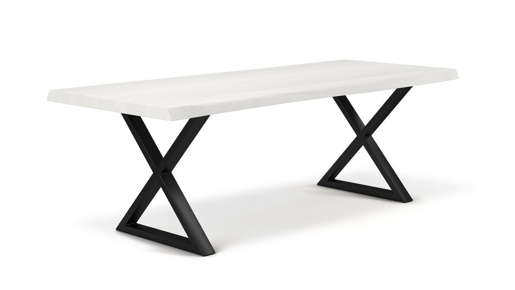 Brooks - Dining Table - X Base - 40" x 116" - White Wash Top - Black Base
