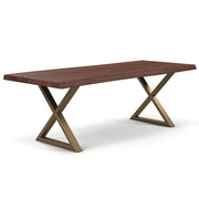 Brooks - Dining Table - X Base - 40" x 116" - Americano Top - Brass Base