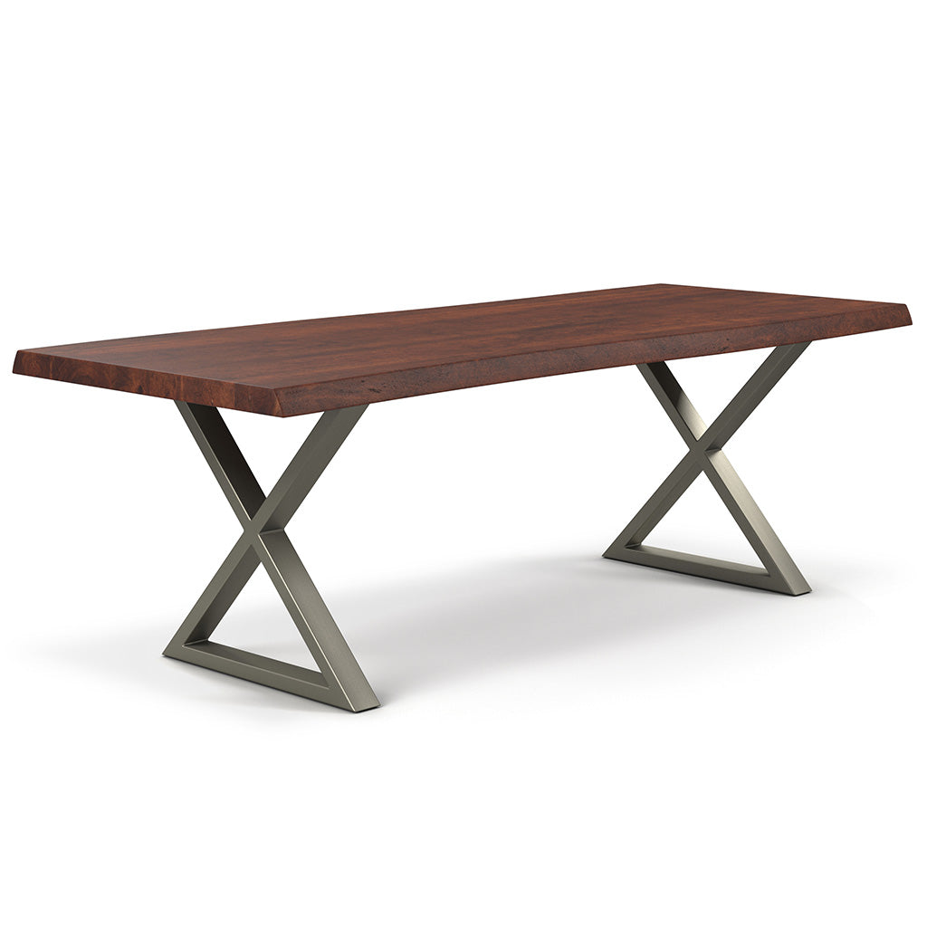 Brooks - Dining Table - X Base - 40" x 116" - Americano Top - Pewter Base