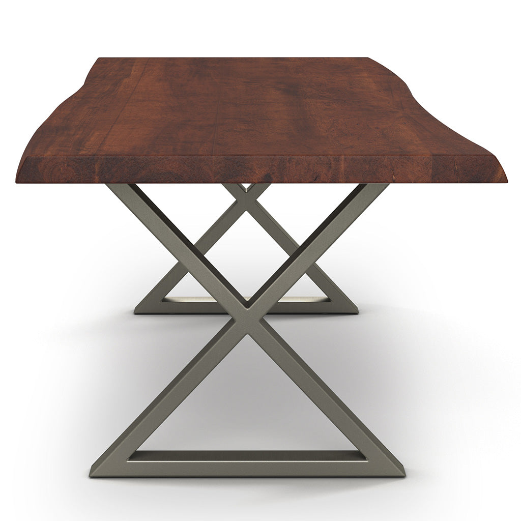 Brooks - Dining Table - X Base - 40" x 116" - Americano Top - Pewter Base