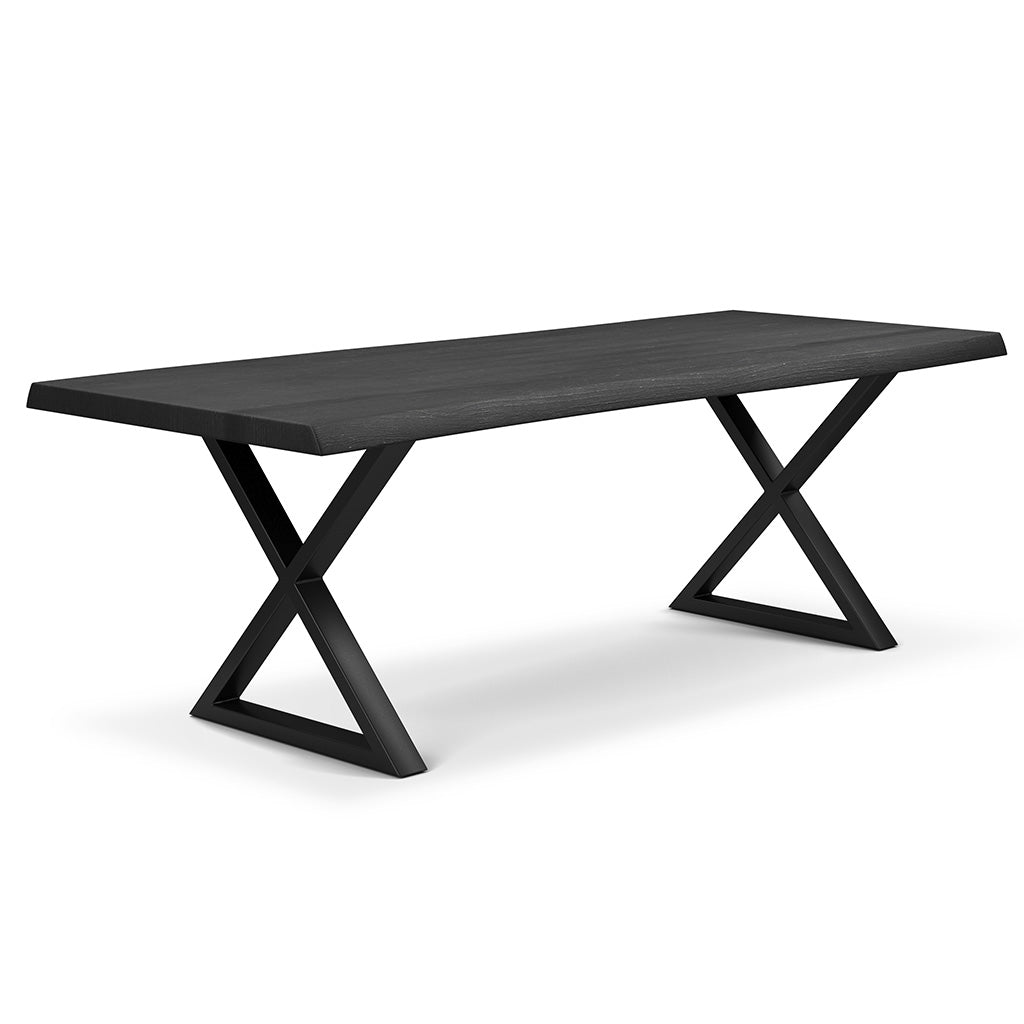 Brooks - Dining Table - X Base - 40" x 116" - Ebonized Top - Black Base