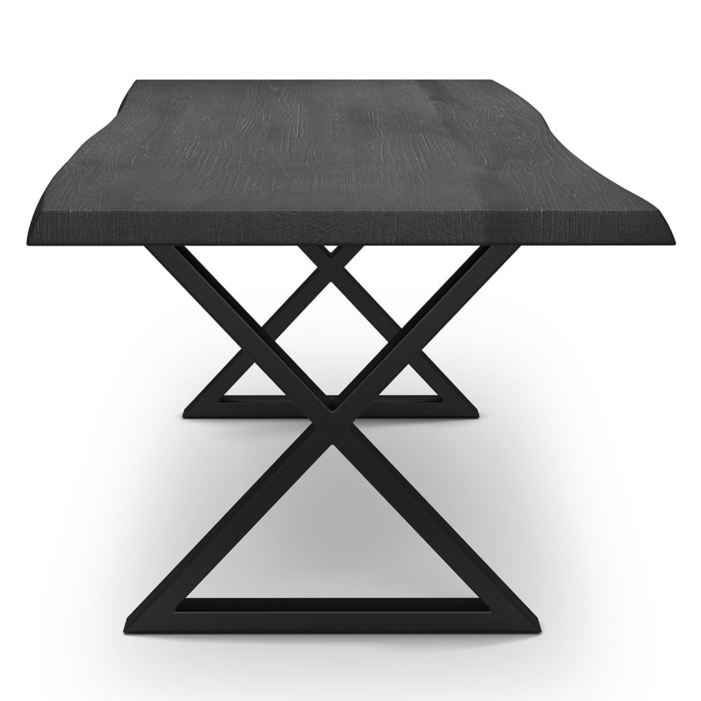 Brooks - Dining Table - X Base - 40" x 116" - Ebonized Top - Black Base