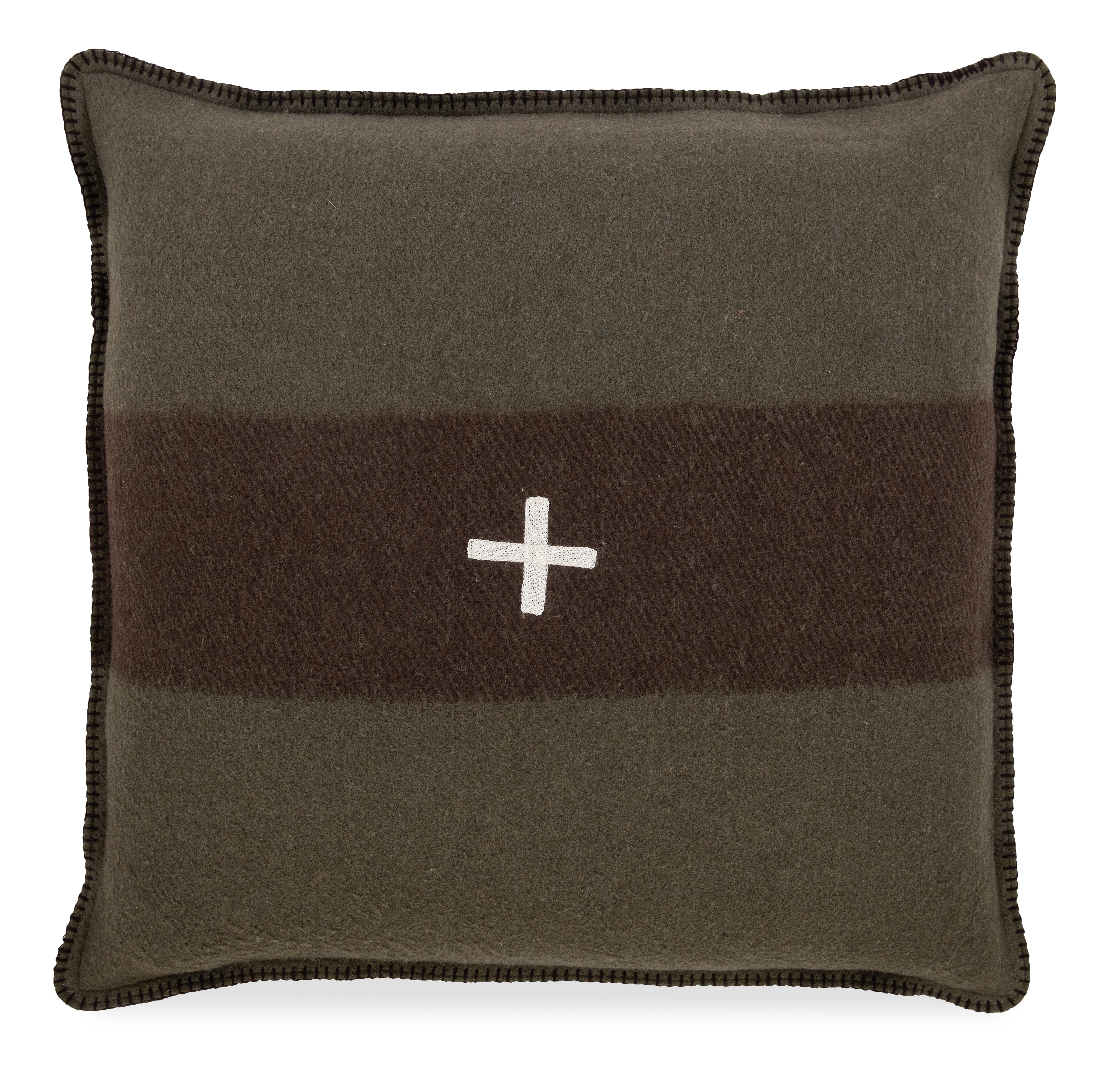 Swiss Army Pillow Cover 28x28 Green/Brown