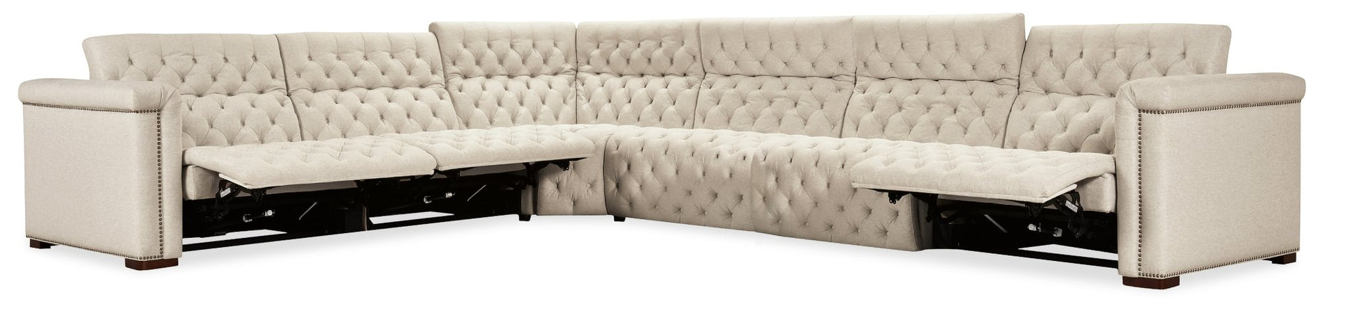 Savion Deux 6 Seat Sectional with Four Power Recliners and Seven Power Headrests - Central Designs
