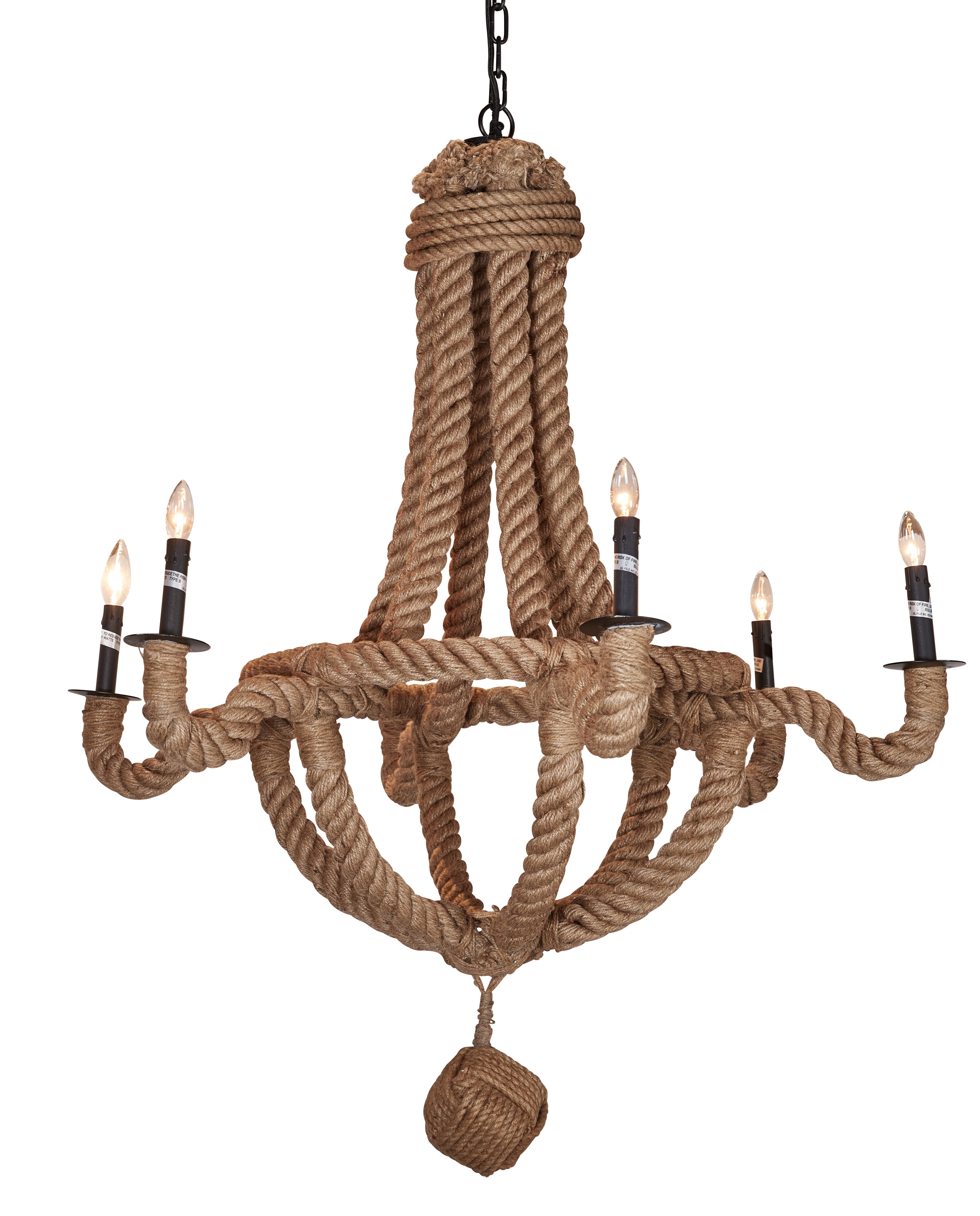 Rope Chandelier w/Six Arms