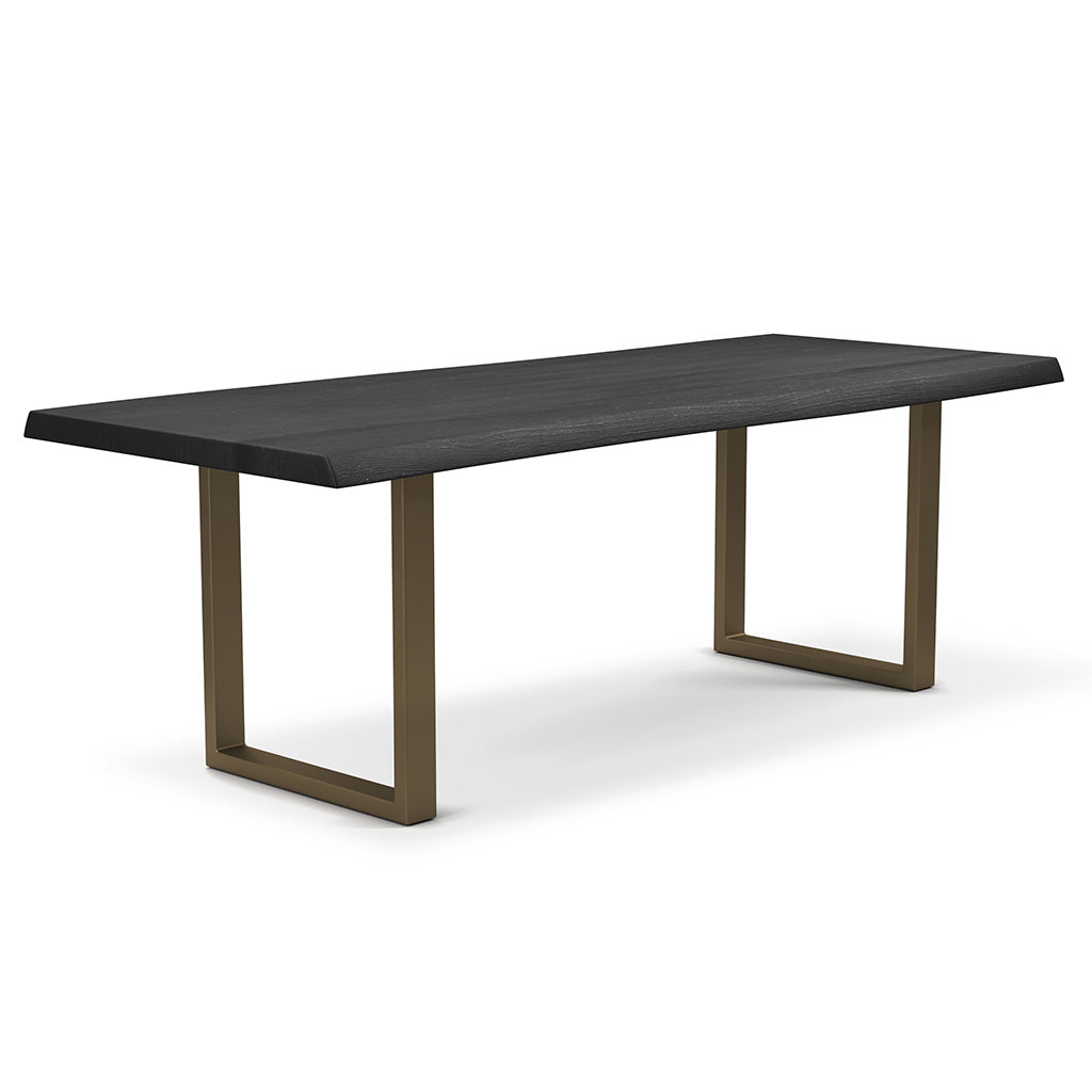 Brooks - Dining Table - U Base - 40" x 116" - Ebonized Top - Brass Base