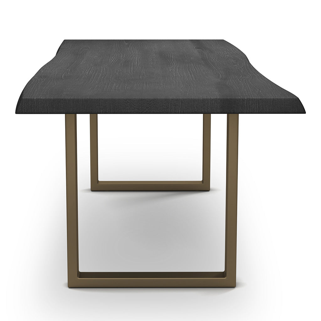 Brooks - Dining Table - U Base - 40" x 116" - Ebonized Top - Brass Base