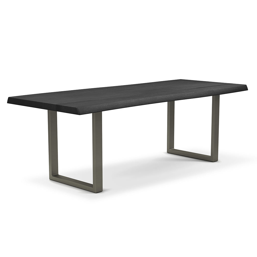 Brooks - Dining Table - U Base - 40" x 116" - Ebonized Top - Pewter Base