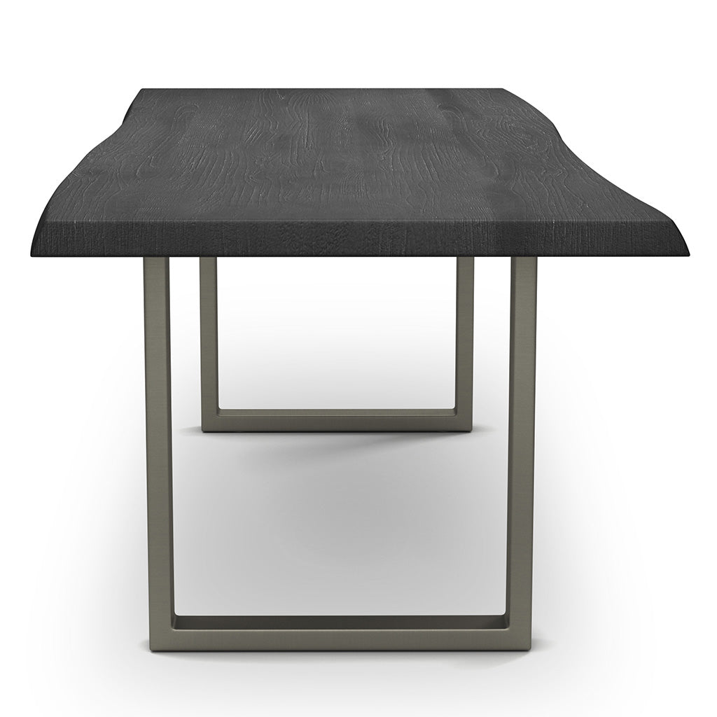 Brooks - Dining Table - U Base - 40" x 116" - Ebonized Top - Pewter Base