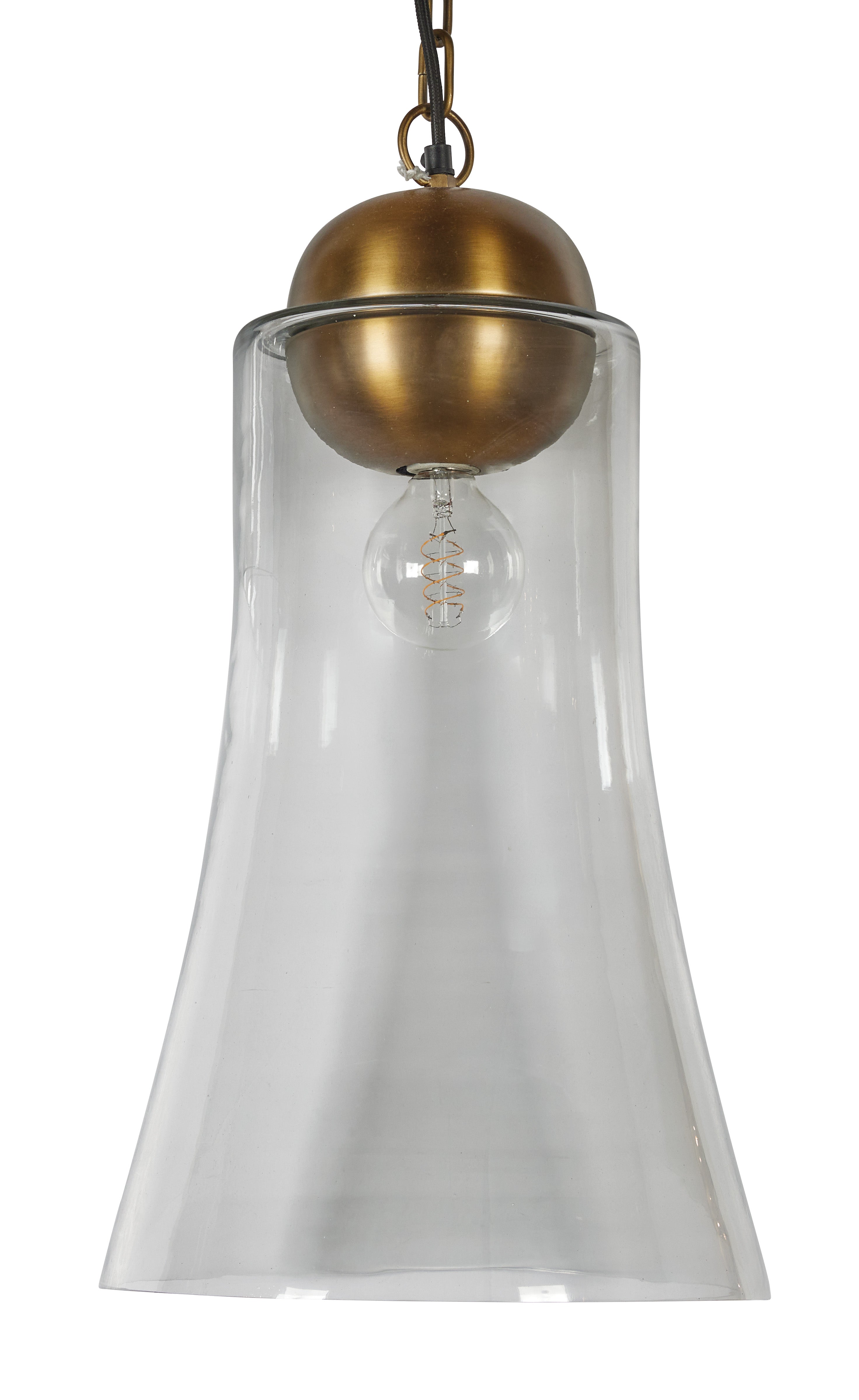 Glass Belle Pendant w/ Brass Hardware - Large