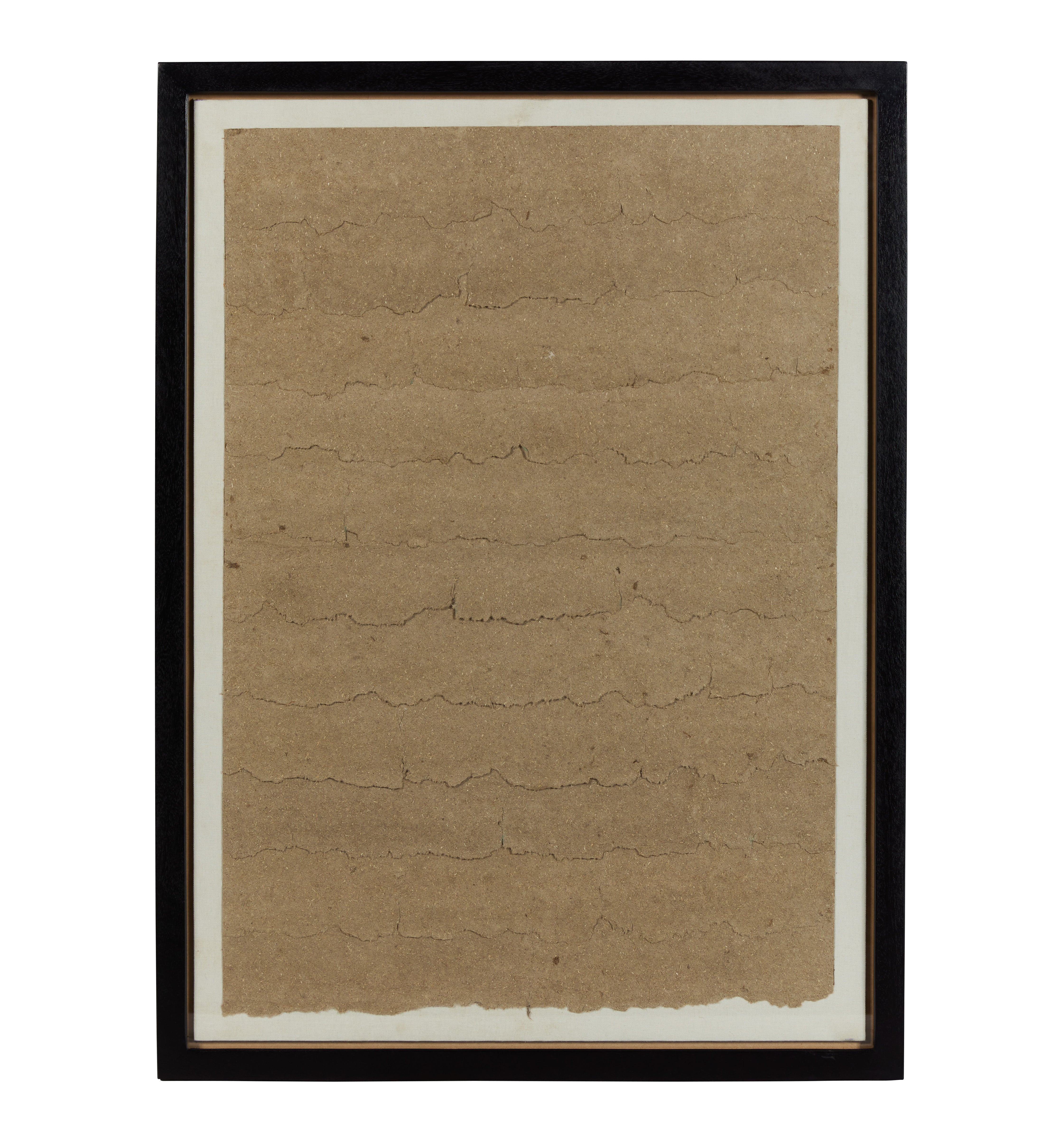 Natural Torn Paper Wall Art in Glass Wooden Frame