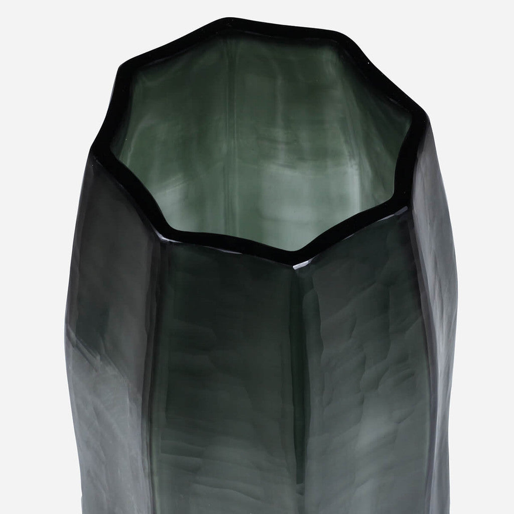 Loire Light Green Steel Glass Vase - Tall