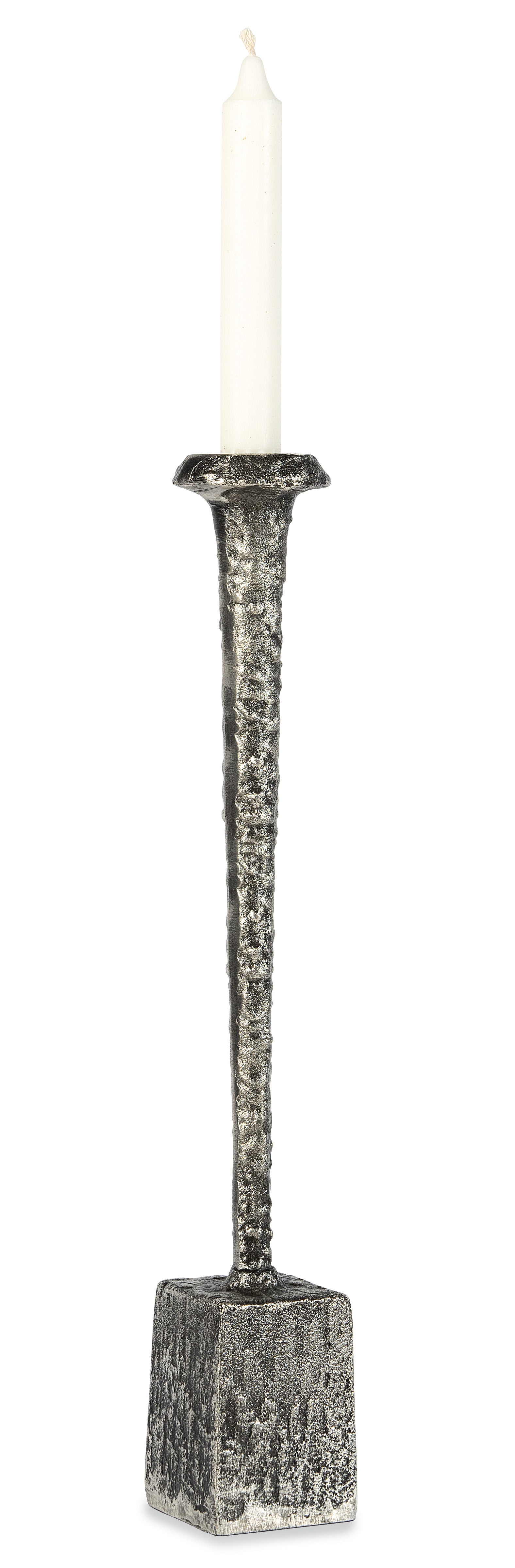 Antique Nickel Block Candleholder - Large