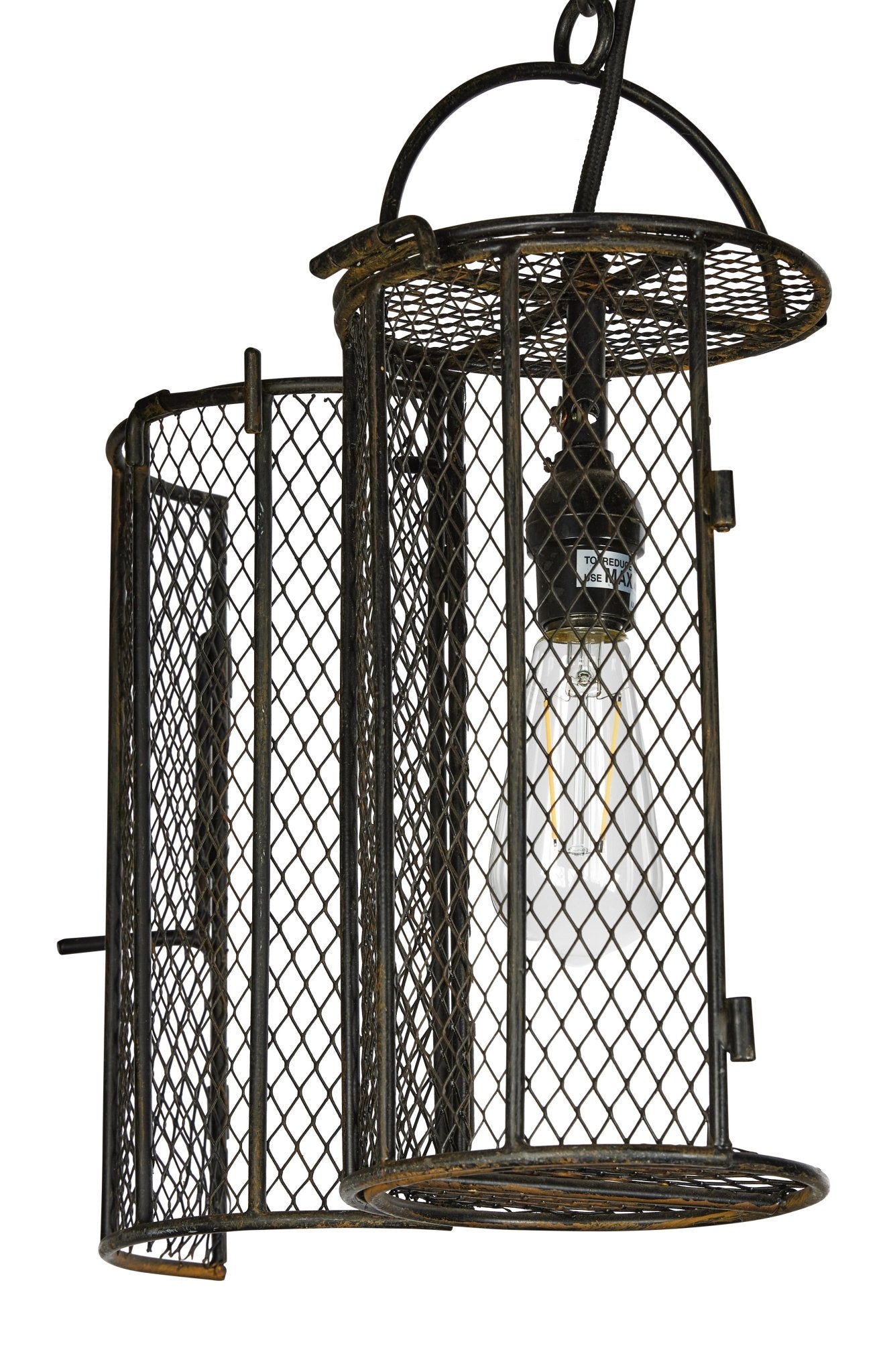 Dye Basket Pendant Light w/ Wrought Iron Accents - Central Designs