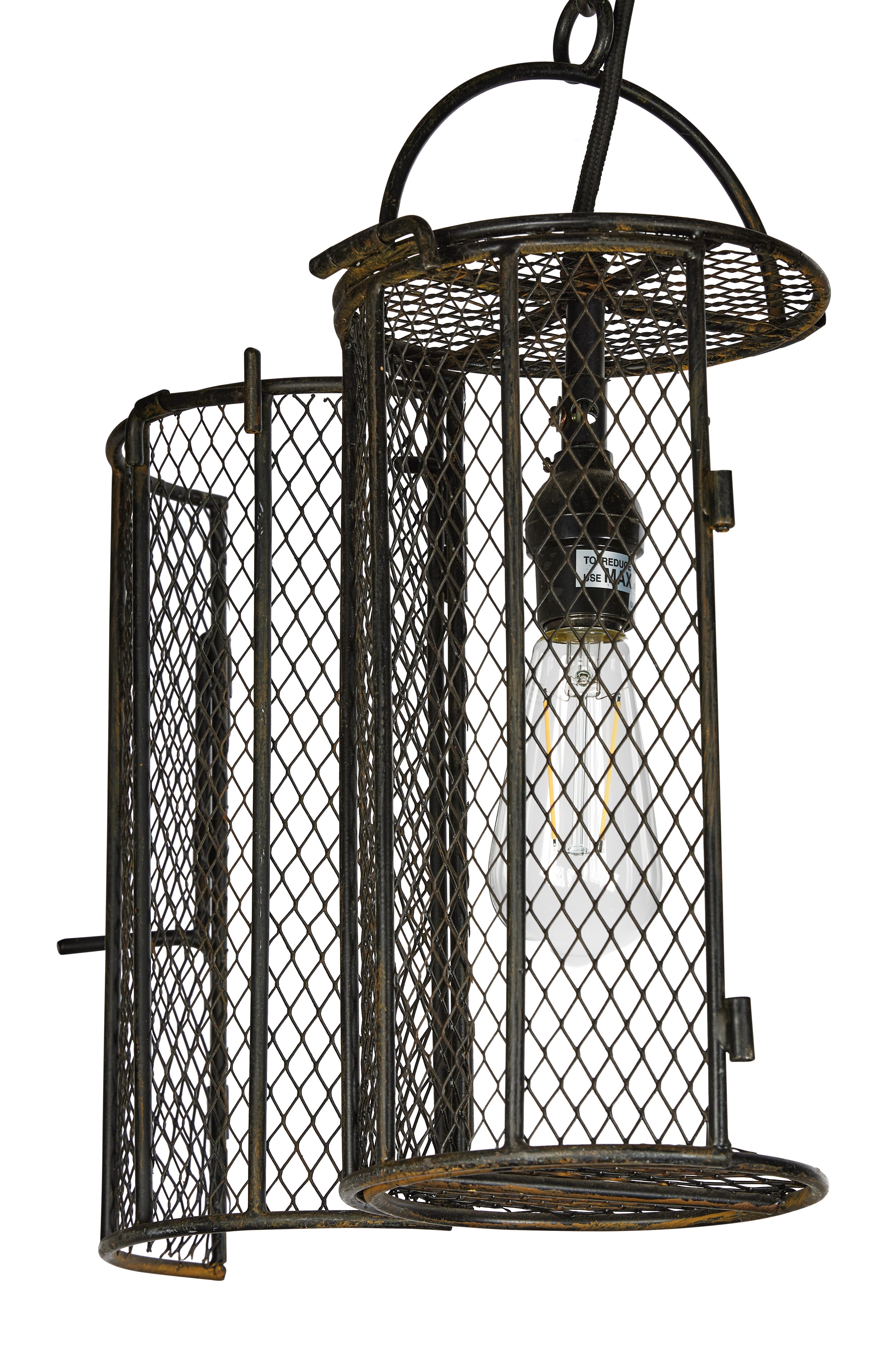 Dye Basket Pendant Light w/ Wrought Iron Accents