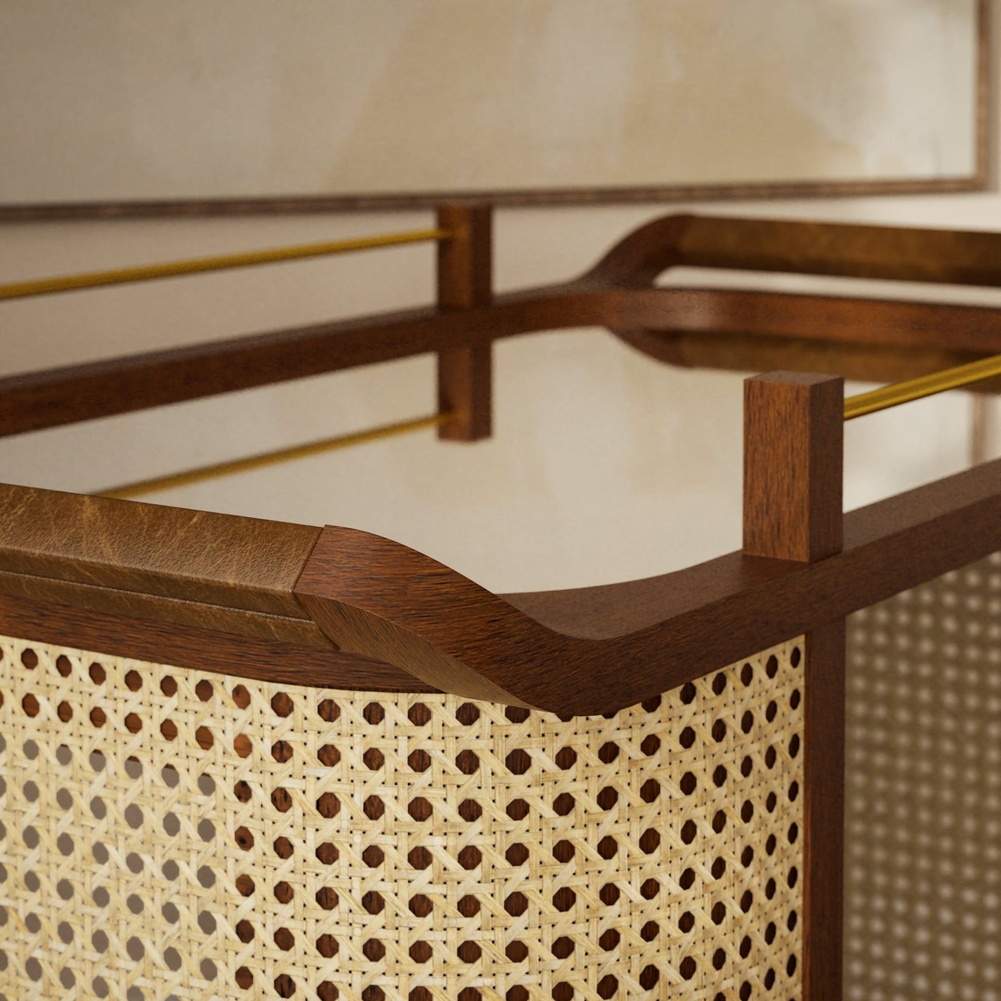 Modern Brazilian - Dinda - Bar Cart - Neutral Brown Frame - Central Designs