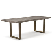 Brooks - Dining Table - U Base - 40" x 116" - Sandblasted Grey Top - Brass Base