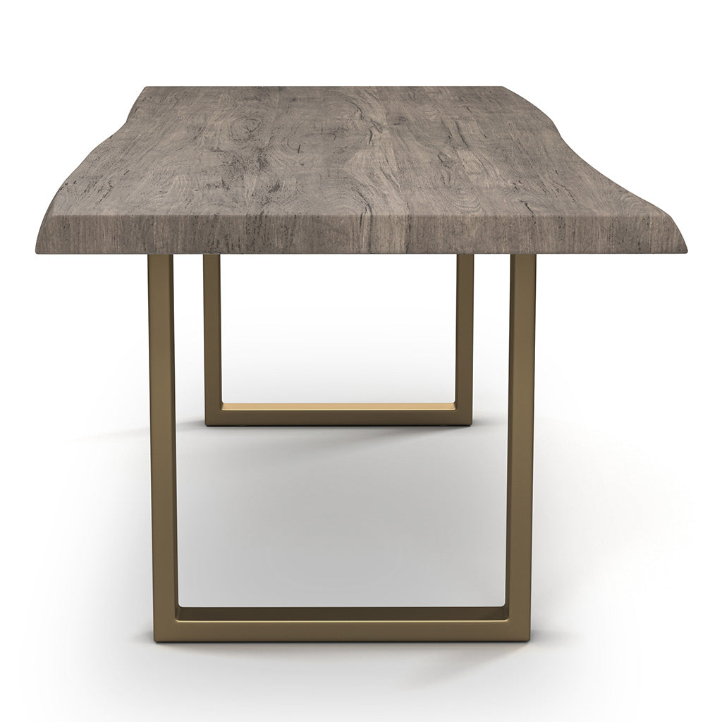 Brooks - Dining Table - U Base - 40" x 116" - Sandblasted Grey Top - Brass Base