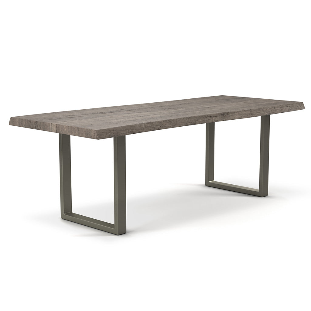 Brooks - Dining Table - U Base - 40" x 116" - Sandblasted Grey Top - Pewter Base