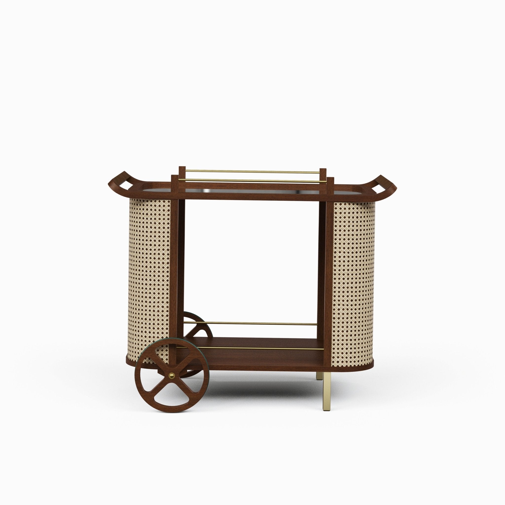 Modern Brazilian - Dinda - Bar Cart - Neutral Brown Frame - Central Designs