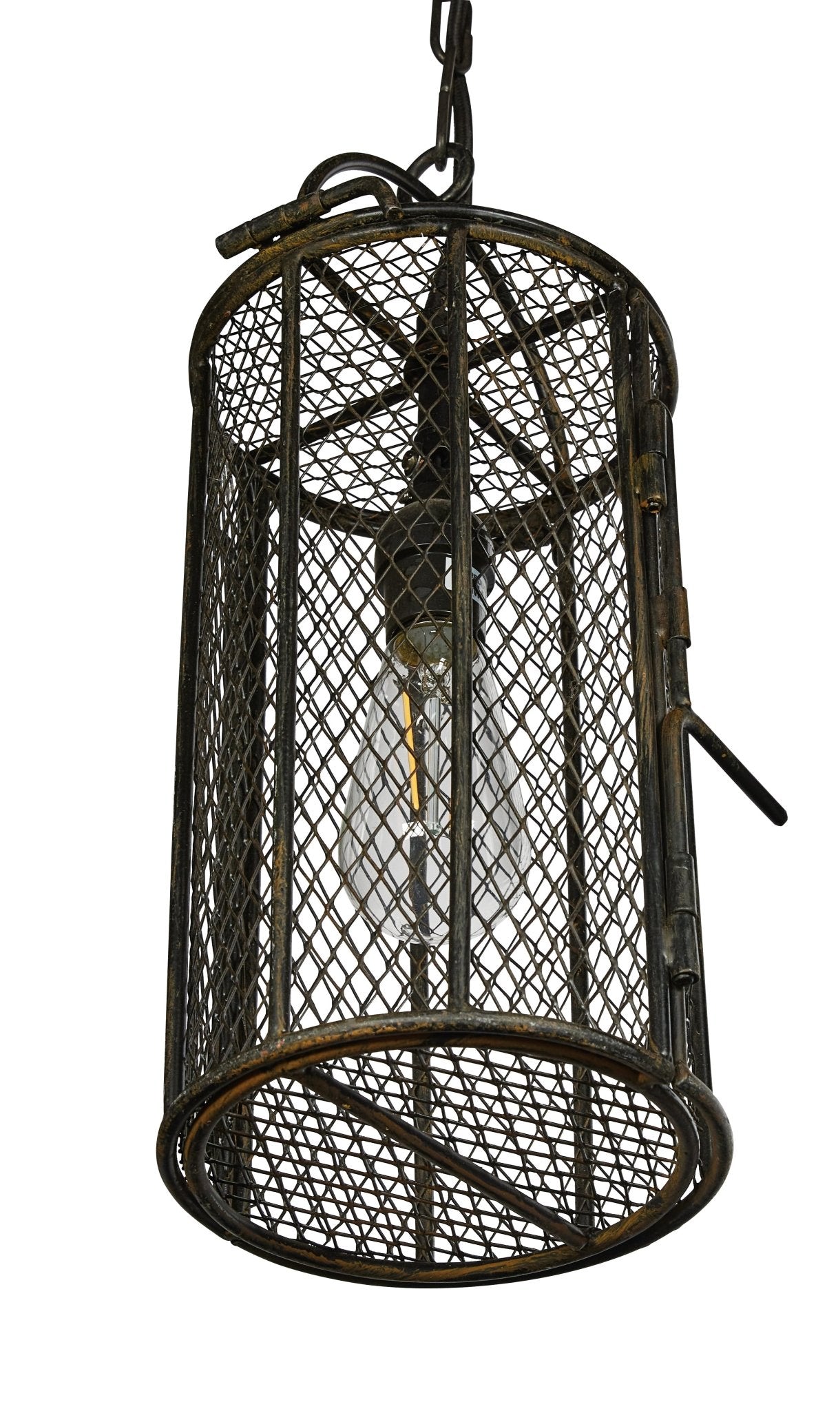 Dye Basket Pendant Light w/ Wrought Iron Accents - Central Designs