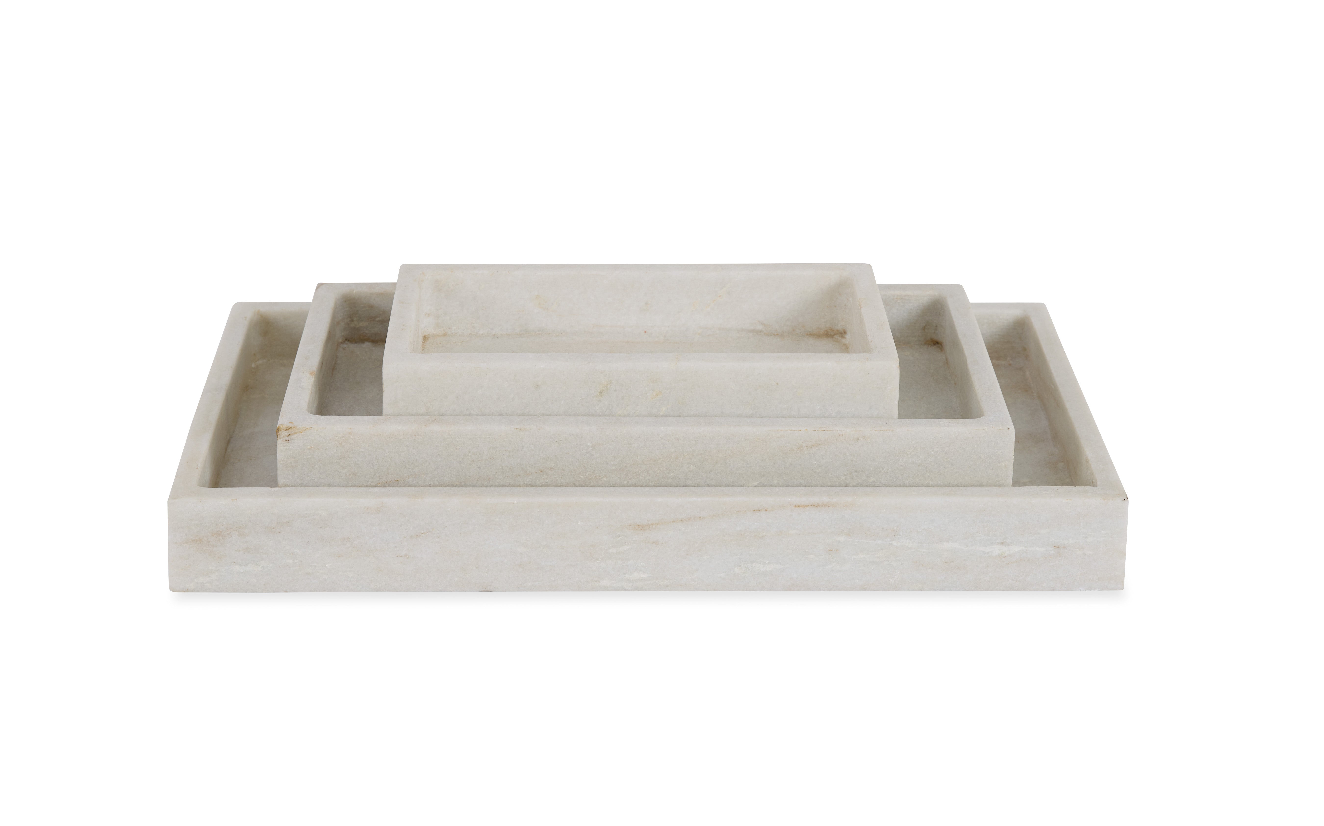 Rectangular White Marble Stacking Trays