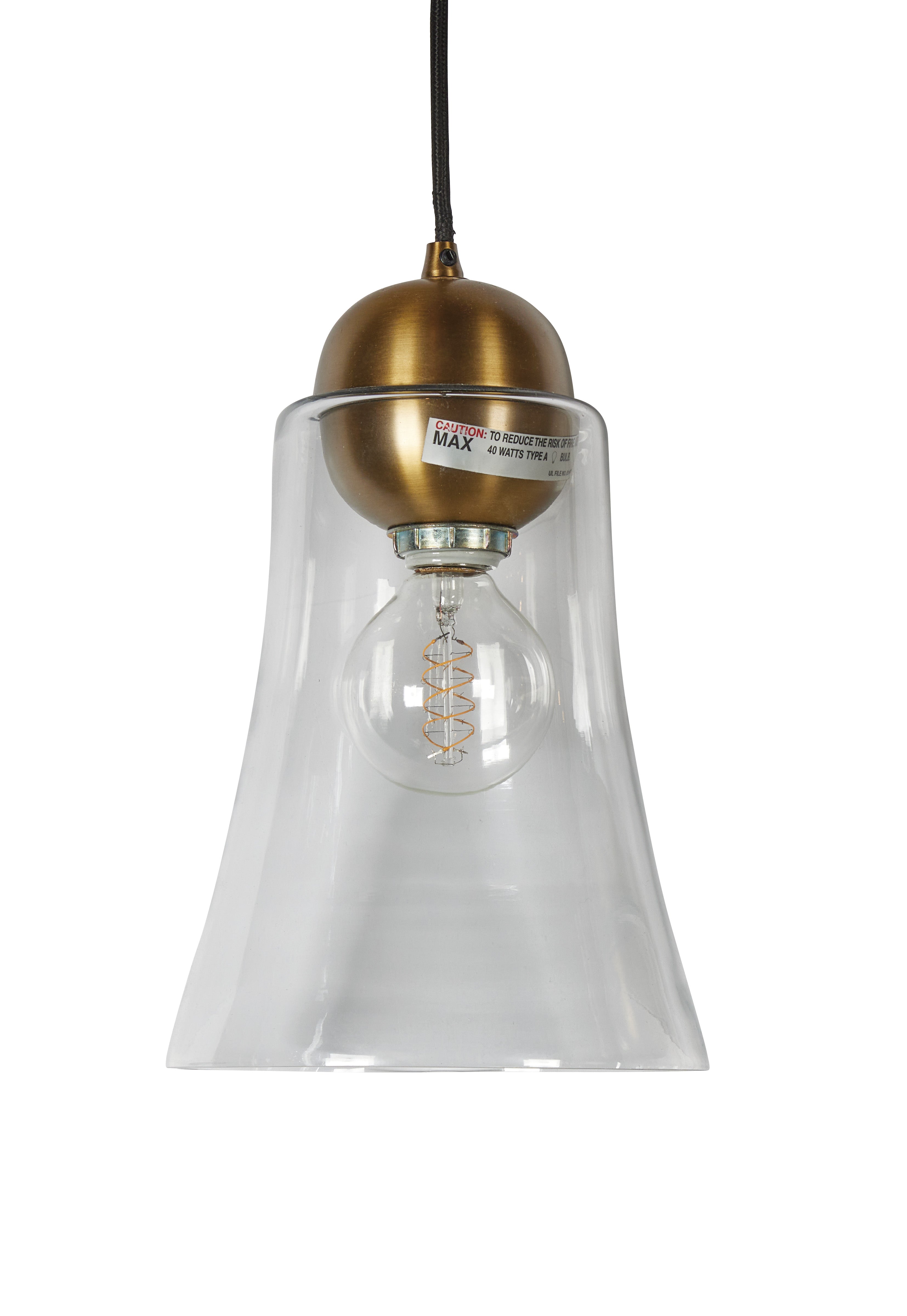 Glass Belle Pendant w/ Brass Hardware